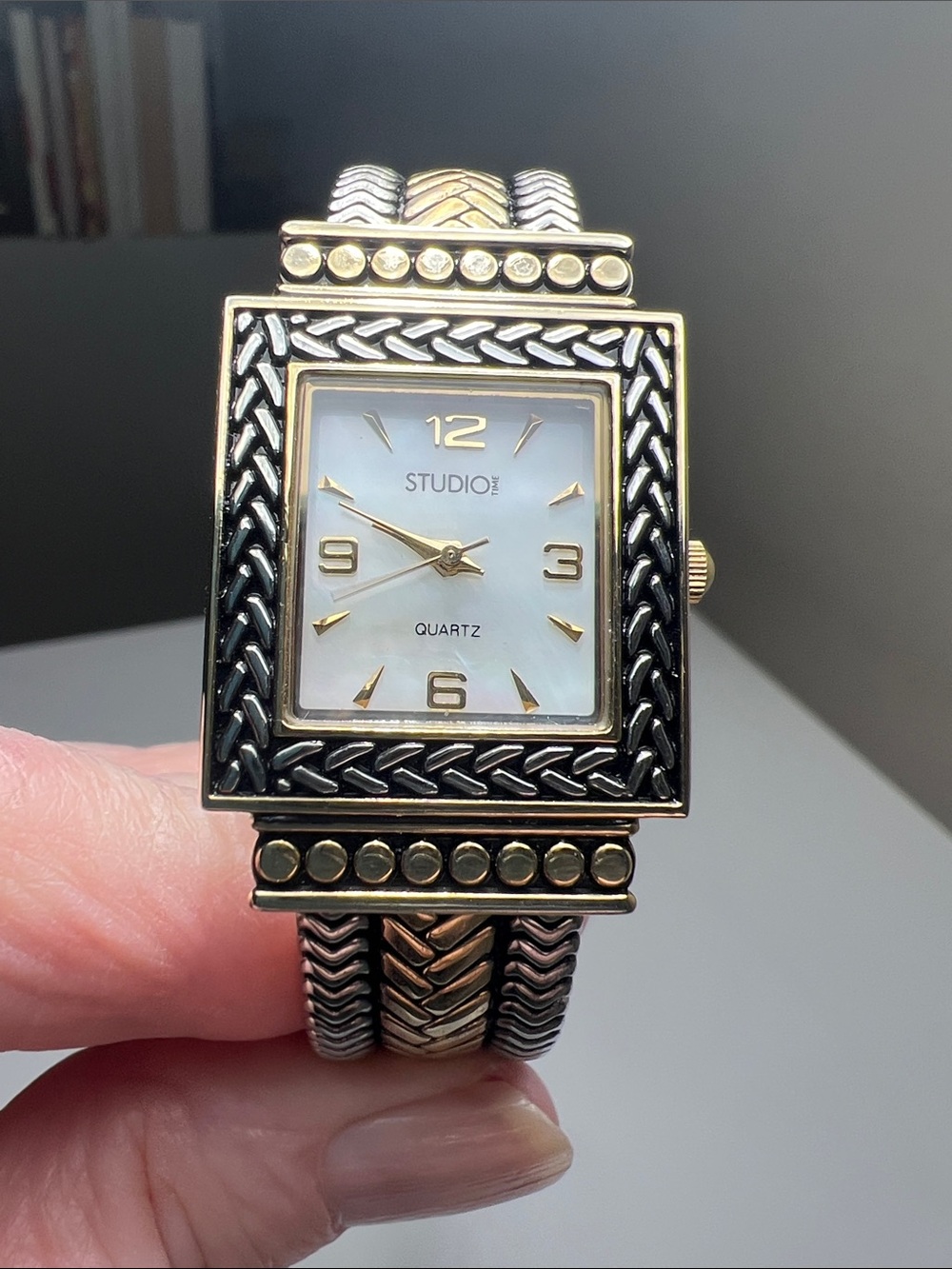 Studio Two-Tone Square Braided Bracelet Watch - Gold & Silver-Working Watch